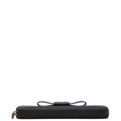 プラダ リボン ラウンドファスナー 長財布 1ML506 ブラック サフィアーノ レディース PRADA 【中古】