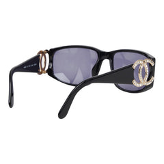 シャネル ココマーク サングラス 02461 94305 ブラック ゴールド プラスチック ラインストーン レディース CHANEL 【中古】