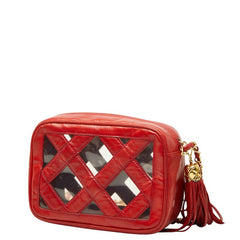 シャネル ココマーク チェーン ショルダーバッグ タッセル レッド ラムスキン ビニール レディース CHANEL 【中古】