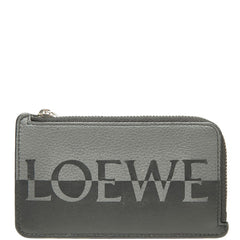 ロエベ ロゴ バイカラー フラグメントケース コインケース カードケース グレー ブラック レザー レディース LOEWE 【中古】