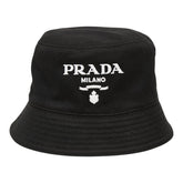 プラダ ロゴ バケットハット サイズS 1HC137 2CXL ブラック コットン レディース PRADA 【中古】