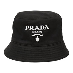プラダ ロゴ バケットハット サイズS 1HC137 2CXL ブラック コットン レディース PRADA 【中古】
