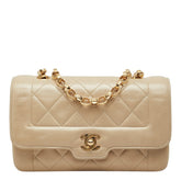 シャネル ダイアナ ココマーク チェーン ショルダーバッグ 斜めかけ ベージュ ゴールド金具 ラムスキン レディース CHANEL 中古