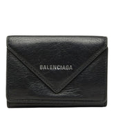 バレンシアガ ペーパー ミニウォレット 三つ折り財布 コンパクトウォレット 391446 シルバー ブラック レッド レザー レディース BALENCIAGA 中古