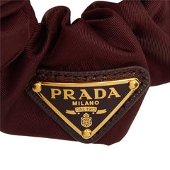 プラダ リ ナイロン 三角ロゴプレート シュシュ ヘアアクセサリー ブラウン ナイロン レディース PRADA 中古