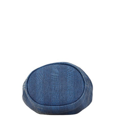 シャネル ドーヴィル チェーン ショルダーバッグ ブルー ネイビー ストロー レザー レディース CHANEL 【中古】