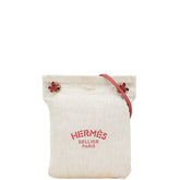 エルメス アリーヌPM ワンショルダーバッグ ベージュ レッド コットン レザー レディース HERMES 【中古】