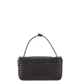 ボッテガヴェネタ イントレチャート ラウンドファスナー 長財布 トラベルウォレット ブラウン レザー メンズ BOTTEGAVENETA 【中古】