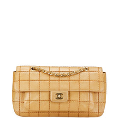 シャネル ワイルドステッチ チョコバー チェーン ショルダーバッグ ベージュ ラムスキン レディース CHANEL 【中古】