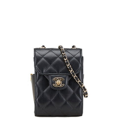 シャネル マトラッセ ココマーク 斜め掛け チェーン ショルダーバッグ ブラック ラムスキン レディース CHANEL 【中古】