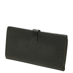 エルメス ベアンスフレ 二つ折り 長財布 □J刻印 ブラック シルバー ヴォーエプソン レディース HERMES 中古