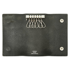 エルメス セリエ エテュイクレ 6 キーケース 6連 □J刻印 ブラック シルバー ヴォーエプソン メンズ HERMES 中古