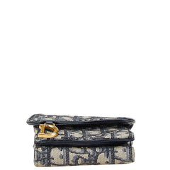 ディオール オブリーク サドル 三つ折り財布 ネイビー ベージュ キャンバス レザー レディース Dior 【中古】