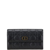 ディオール CDロゴ カナージュ 長財布 ブラック レザー レディース Dior 【中古】