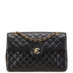 シャネル マトラッセ ココマーク パリ限定 チェーン ショルダーバッグ ハンドバッグ ブラック ラムスキン レディース CHANEL 【中古】