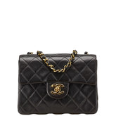 シャネル マトラッセ ココマーク チェーン ショルダーバッグ ブラック ラムスキン レディース CHANEL 【中古】