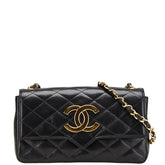 シャネル マトラッセ ココマーク チェーン ショルダーバッグ ブラック ラムスキン レディース CHANEL 【中古】