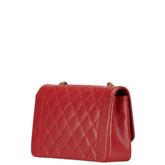 シャネル ダイアナ25 マトラッセ ココマーク チェーン ショルダーバッグ レッド キャビアスキン レディース CHANEL 【中古】