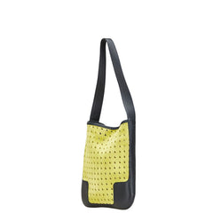 ロエベ アナグラム パンチング ワンショルダーバッグ ハンドバッグ ライトグリーン レザー スウェード レディース LOEWE 【中古】