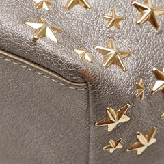ジミーチュウ サシャS スタースタッズ ハンドバッグ トートバッグ グレー ゴールド レザー レディース JIMMY CHOO 【中古】