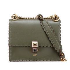 フェンディ キャナイ ミニ チェーン ショルダーバッグ 8M0381 カーキ パープル レザー レディース FENDI 【中古】