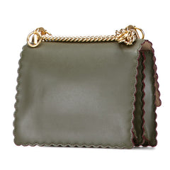 フェンディ キャナイ ミニ チェーン ショルダーバッグ 8M0381 カーキ パープル レザー レディース FENDI 【中古】