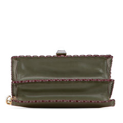 フェンディ キャナイ ミニ チェーン ショルダーバッグ 8M0381 カーキ パープル レザー レディース FENDI 【中古】