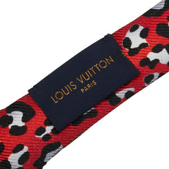 ルイ ヴィトン モノグラム レオパード バンドー 3D スカーフ M76930 ブラウン レッド シルク レディース LOUIS VUITTON 【中古】