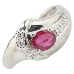 ノーブランド Pt850 プラチナ ルビー0.67ct ダイヤ0.10ct リング 指輪 レディース no brand 11号 【中古】