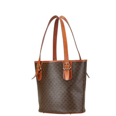 セリーヌ マカダム トートバッグ ハンドバッグ ブラウン PVC レザー レディース CELINE 【中古】