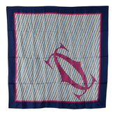 カルティエ ロゴ スカーフ ホワイト ネイビー ピンク シルク レディース CARTIER 【中古】