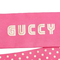 グッチ GUCCY セガロゴ 18SS スカーフ ピンク ゴールド シルク レディース GUCCI 【中古】