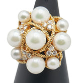 ノーブランド K18YG イエローゴールド パール4.0~6.8mm リング 指輪 レディース no brand 6号 【中古】