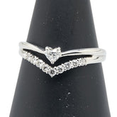 ノーブランド Pt900 プラチナ ダイヤモンド0.30ct V字 ハート モチーフ リング 指輪 レディース no brand 17号 【中古】