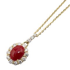 ノーブランド K18YG イエローゴールド 珊瑚 ダイヤモンド0.48ct ペンダントネックレス レディース no brand 【中古】