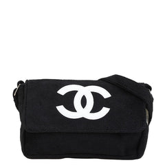 シャネル ノベルティ ココマーク 斜め掛け ショルダーバッグ ブラック ホワイト パイル レディース CHANEL 【中古】