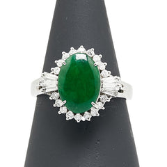 ノーブランド グリーン Pt900 プラチナ 翡翠 ダイヤ0.43ct リング 指輪 レディース no brand 13.5号 【中古】