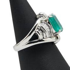 ノーブランド グリーン Pt900 プラチナ エメラルド3.04ct ダイヤ1.03ct リング 指輪 レディース no brand 12号 【中古】
