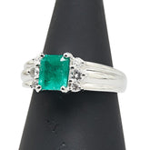 ノーブランド グリーン Pt950 プラチナ エメラルド1.08ct ダイヤ0.28ct リング 指輪 レディース no brand 12号 【中古】