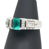 ノーブランド グリーン Pt900 プラチナ エメラルド0.70ct ダイヤ0.75ct リング 指輪 レディース no brand 14.5号 【中古】
