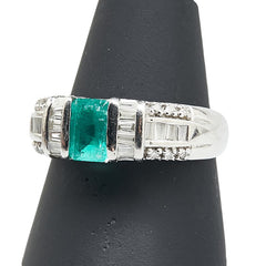 ノーブランド グリーン Pt900 プラチナ エメラルド0.70ct ダイヤ0.75ct リング 指輪 レディース no brand 14.5号 【中古】