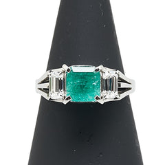 ノーブランド グリーン Pt900 プラチナ エメラルド1.22ct ダイヤ1.06ct リング 指輪 レディース no brand 11.5号 【中古】