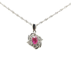 ノーブランド レッド Pt900 プラチナ Pt850 プラチナ ルビー0.77ct ダイヤ0.50ct ペンダントネックレス レディース no brand 【中古】