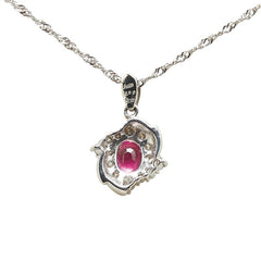 ノーブランド レッド Pt900 プラチナ Pt850 プラチナ ルビー0.77ct ダイヤ0.50ct ペンダントネックレス レディース no brand 【中古】