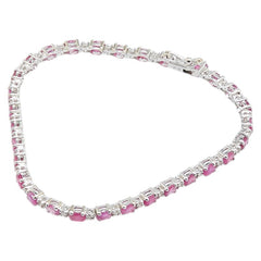 ノーブランド K18WG ホワイトゴールド ルビー6.5ct ダイヤ0.50ct ブレスレット レディース no brand 【中古】