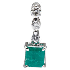 ノーブランド グリーン K18WG ホワイトゴールド エメラルド0.58ct ダイヤ0.11ct ペンダントトップ レディース no brand 【中古】