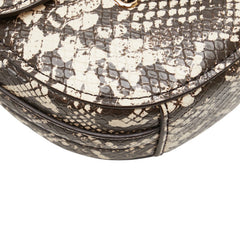 マイケルコース パイソン型押し MKロゴ 斜め掛け ショルダーバッグ 35S4G6RC1Y ブラウン ベージュ レザー レディース Michael Kors 【中古】