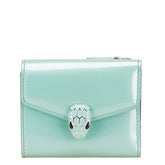 ブルガリ セルペンティ フォーエバー 三つ折り財布 ブルー系 アクアマリン パテントレザー レディース BVLGARI 【中古】