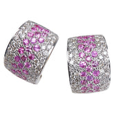 K18WG ホワイトゴールド ピンクサファイア ダイヤ2.16ct パヴェ ピアス レディース 【中古】