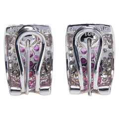 K18WG ホワイトゴールド ピンクサファイア ダイヤ2.16ct パヴェ ピアス レディース 【中古】